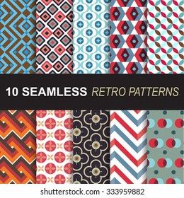 seamless retro patterns vector set for background and wallpaper