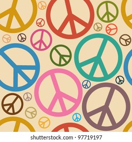Seamless Retro Peace Symbol Background