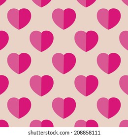 Seamless retro pink hearts pattern ,vector design