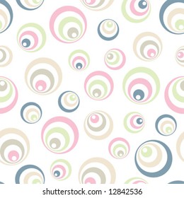 Seamless retro pop circles pattern over black