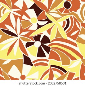 Seamless retro psychedelic textile print in a rotary repeat design