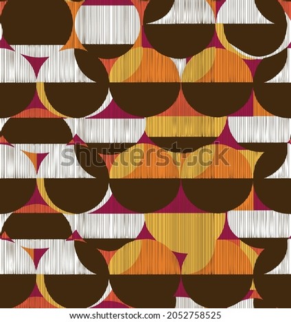 Seamless retro psychedelic textile print in a rotary repeat design