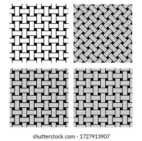 Seamless retro stencil weave line pattern, vector