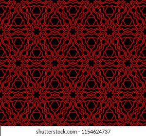 Seamless retro style geometric pattern. Vector illustration. For design, wallpaper, background. red, balck color.