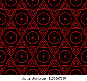 Seamless retro style geometric pattern. Vector illustration. For design, wallpaper, background. red, balck color.