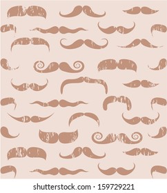 Padrão de bigode de estilo retro contínuo. Fundo do vetor.