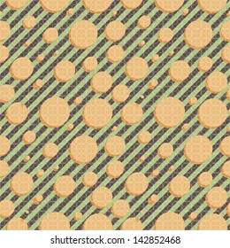 Seamless retro texture with striped background and bubbles and transparent lace