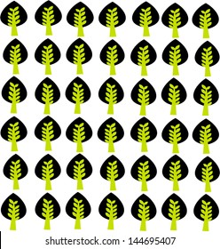 Seamless retro tree pattern with forest illustration in vector