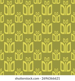 Patrón de tulipán retro sin costuras en verde oliva