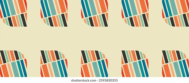 A seamless retro vector background featuring geometric shapes with rounded corners.