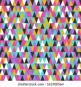 Seamless retro vector geometric colored abstract triangles pattern