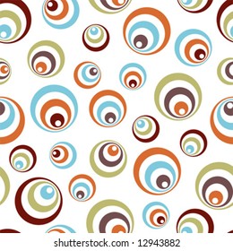 Seamless retro vivid circles pattern over white