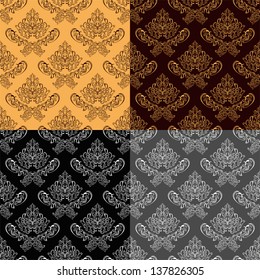  Seamless retro wallpapers - set of four colors