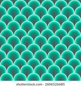 Seamless retro waves green wallpaper.