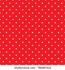Seamless retro white red polka dot background pattern vector illustration