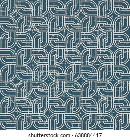 Seamless retro worn out background round corner square geometry chain frame