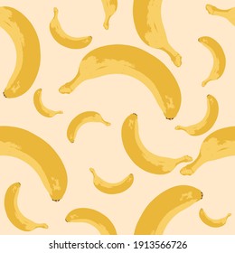 Seamless retro yellow background with banana texture idea for printing on fabric or paper for wallpapers, textile.