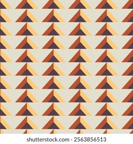 Seamless retro-style background of triangles, flat vector illustration. A cover made of geometric shapes for web design, tiles, covers, wrapping paper, business style.