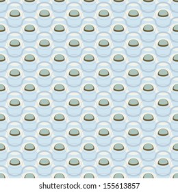 Seamless retro-style decor. Dark blue waves and stones