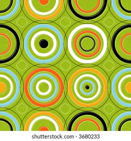 Seamless Retro-stylized Concentric Circles. Tileable, seamless easy-edit layered vector file.