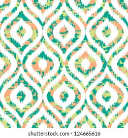 Seamless Reworked Camouflage Ogee Melange with Ikat Weave Pattern Edges