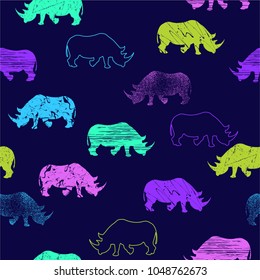 seamless rhinoceros pattern, vector illustration