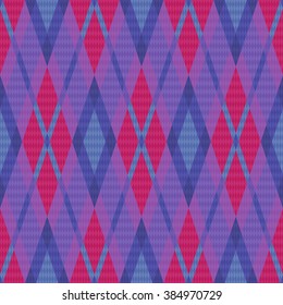 Seamless rhombic vector colorful pattern mainly in blue, pink and violet colors