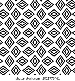 Seamless rhombs black in white and so on. Vector minimal ornament with four corner shapes.