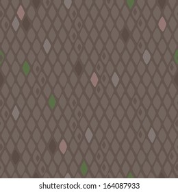 Seamless Rhombus abstract background in brown color with several different colored elements.