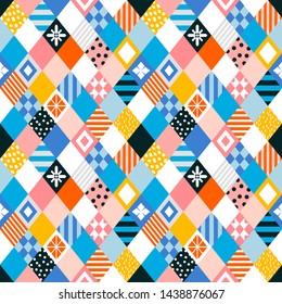Seamless rhombus background. Geometric colorful pattern.