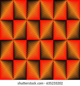 Seamless Rhombus Background. Vector Red and Yellow Pattern. Abstract Striped Texture