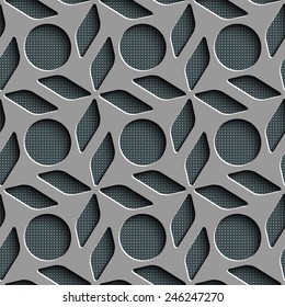 Seamless Rhombus and Circle Pattern. Vector Gray Regular Texture