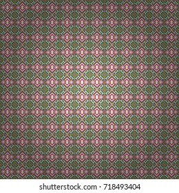Seamless rhombus pattern. Abstract holiday wrapping paper in white, green and gray. Traditional design of 50s. Pin up style. Fabric spring ornament with tiles. Vector tiled background.
