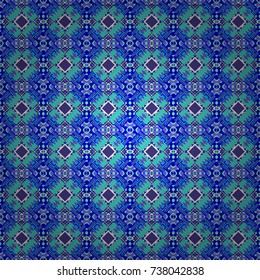 Seamless rhombus pattern. Traditional design of 50s. Abstract holiday wrapping paper in violet, white and blue. Vector tiled background. Fabric spring ornament with tiles. Pin up style.