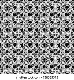 Seamless rhombus pattern. Traditional design of 50s. Pin up style. Fabric spring ornament with tiles. Vector tiled background. Abstract holiday wrapping paper in black, white and gray.