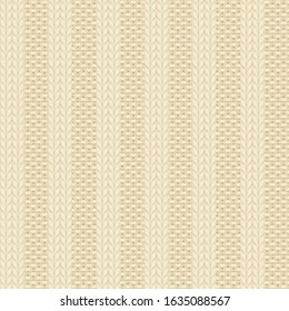 Seamless rib knit beige pattern. Handycraft background