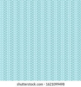 Seamless rib knit light blue pattern. Handycraft background