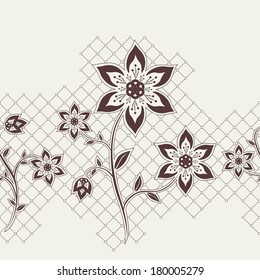 Seamless ribbon with flowers elements