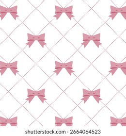 Seamless ribbon pattern design – cute and elegant vector background for gift wrapping and fabric