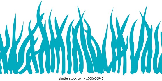Seamless ribbon pattern of green grass or algae on a white background