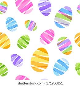 Seamless ribbon-wrapped Easter eggs pattern. Decorative texture. Good for Easter design.