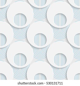 Seamless Rings Pattern. Abstract 3d Realistic Background. Modern Fine Wallpaper. White Fashion Design