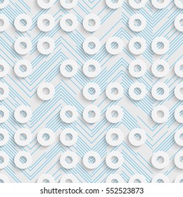 Seamless Rings Pattern. Abstract 3d Realistic Background. Modern Fine Wallpaper. White Fashion Design