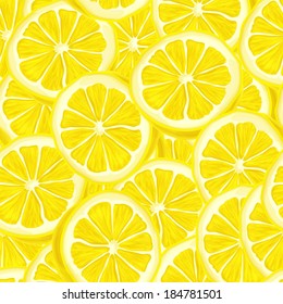 Seamless riped juicy sliced lemons pattern background vector illustration