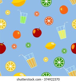 Seamless riped juicy sliced lemons pattern background vector illustration. pattern with fruits icon. Food sign. Healthy lifestyle color drawing for print, web.