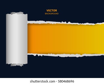 Seamless ripped paper and gold background with, vector art and illustration.