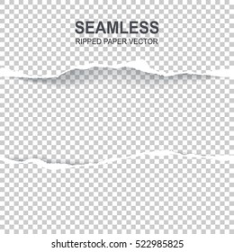 Seamless ripped paper and transparent background with space for text,  vector art and illustration.