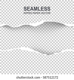 Seamless ripped paper and transparent background with space for text, vector art and illustration.