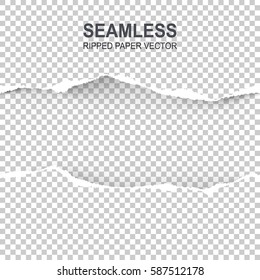 Seamless ripped paper and transparent background with space for text, vector art and illustration.