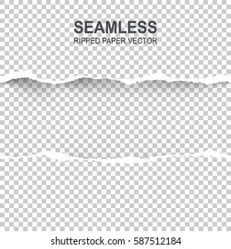 Seamless ripped paper and transparent background with space for text, vector art and illustration.